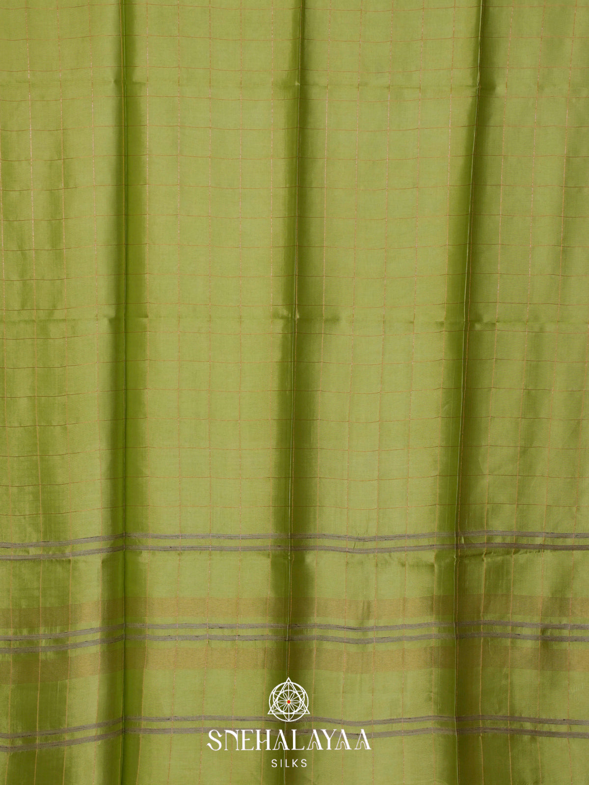 Lime Green Tussar Silk Saree