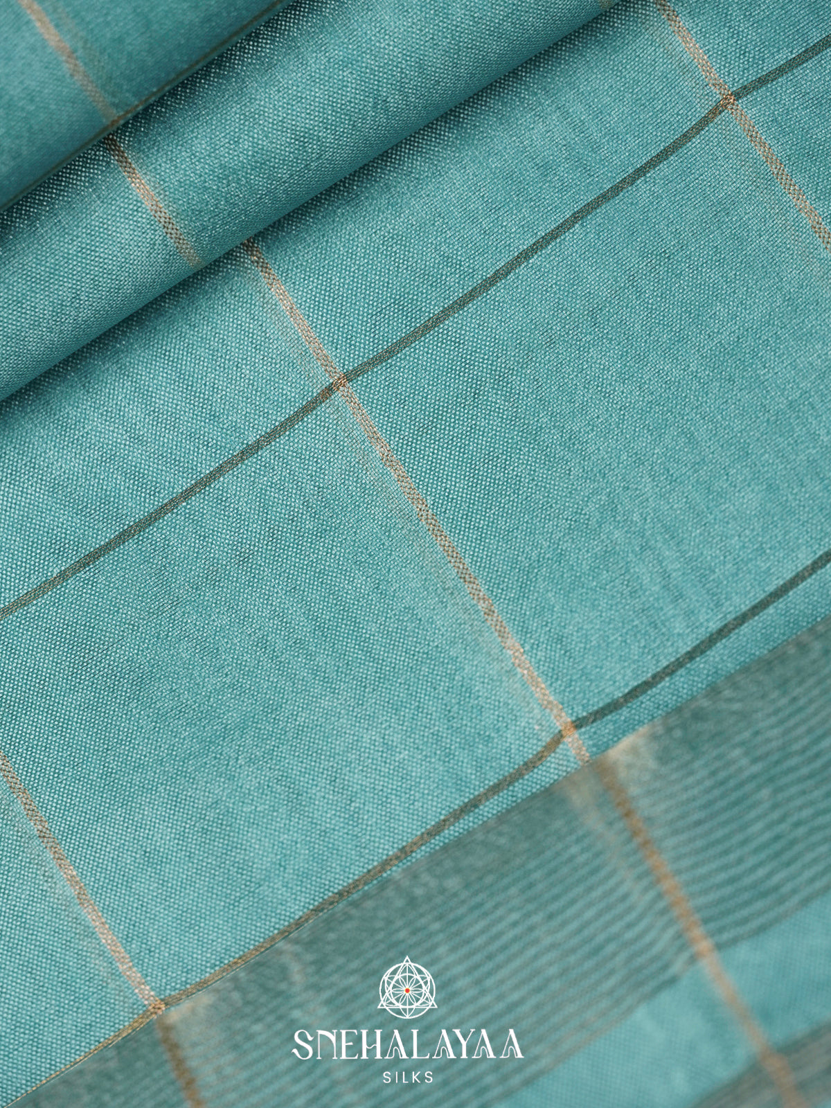 Aqua Blue Tussar Silk Saree