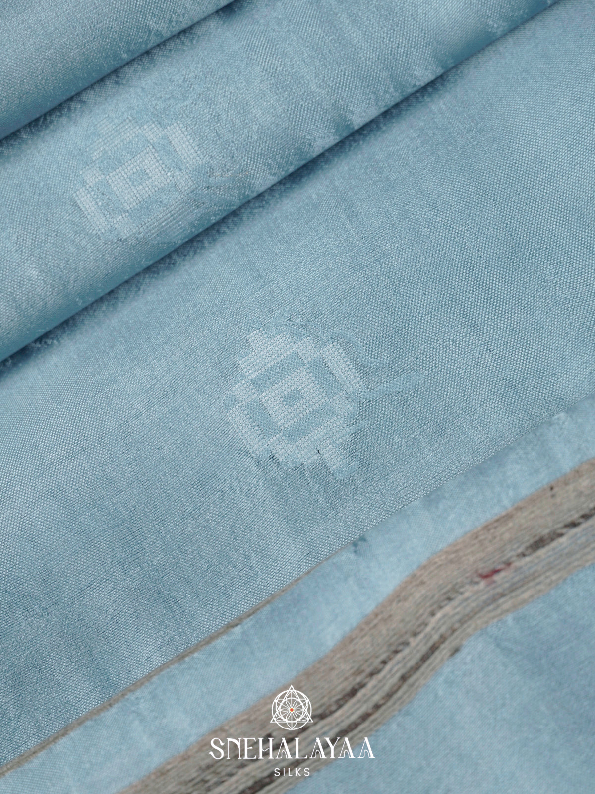 Sky Blue Tussar Silk Saree