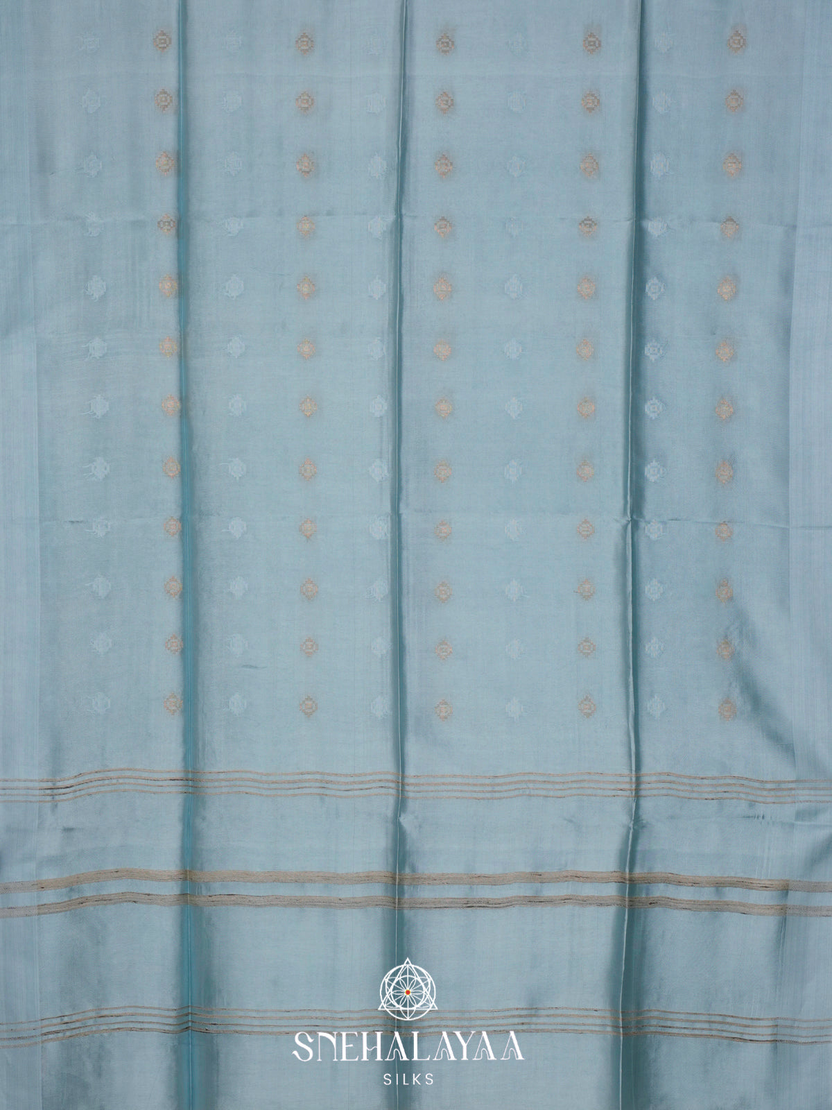 Sky Blue Tussar Silk Saree