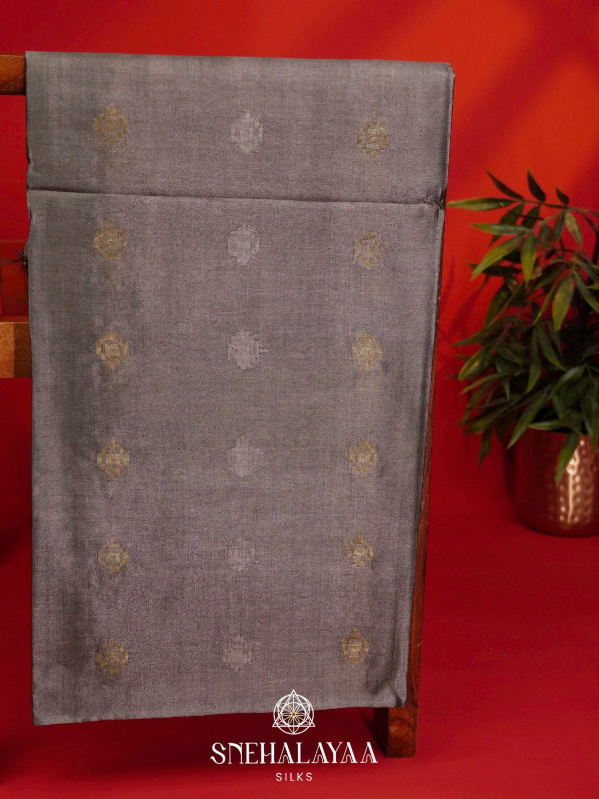 Grey Tussar Silk Saree