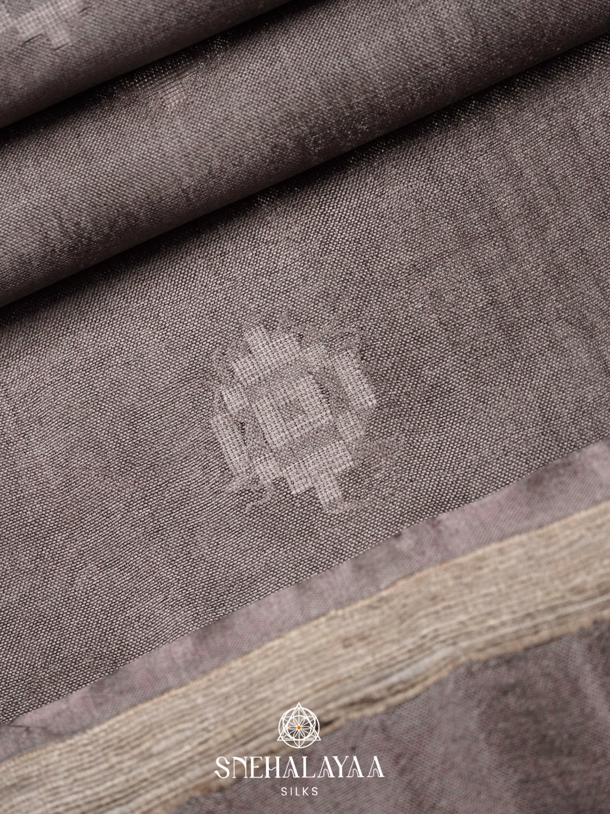 Grey Tussar Silk Saree