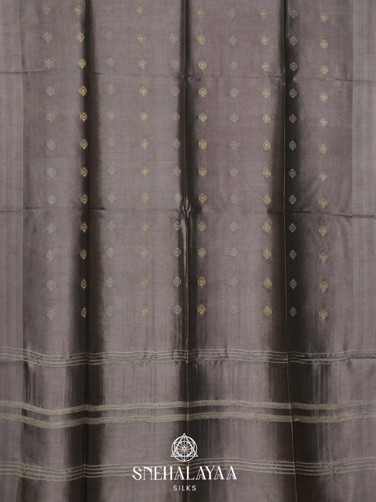 Grey Tussar Silk Saree
