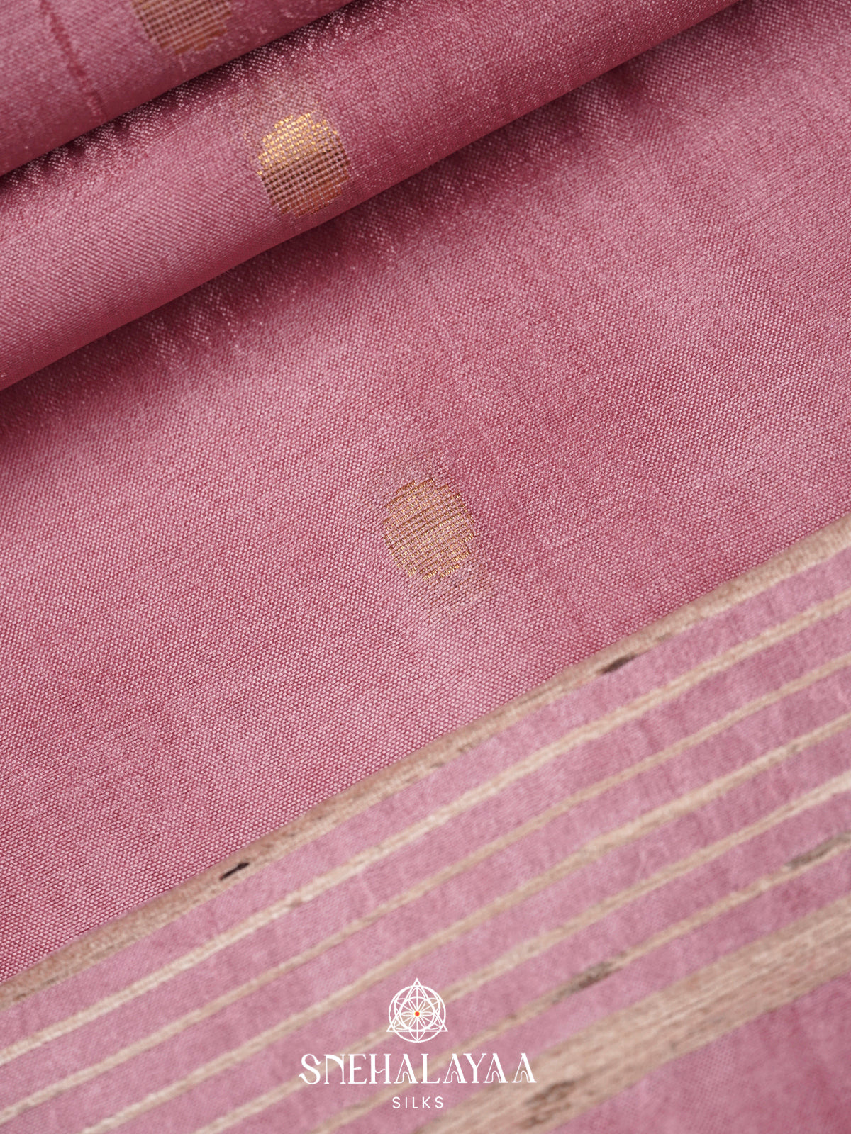Baby Pink Tussar Silk Saree