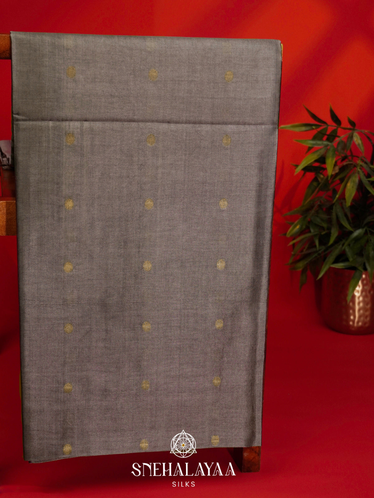 Grey Tussar Silk Saree