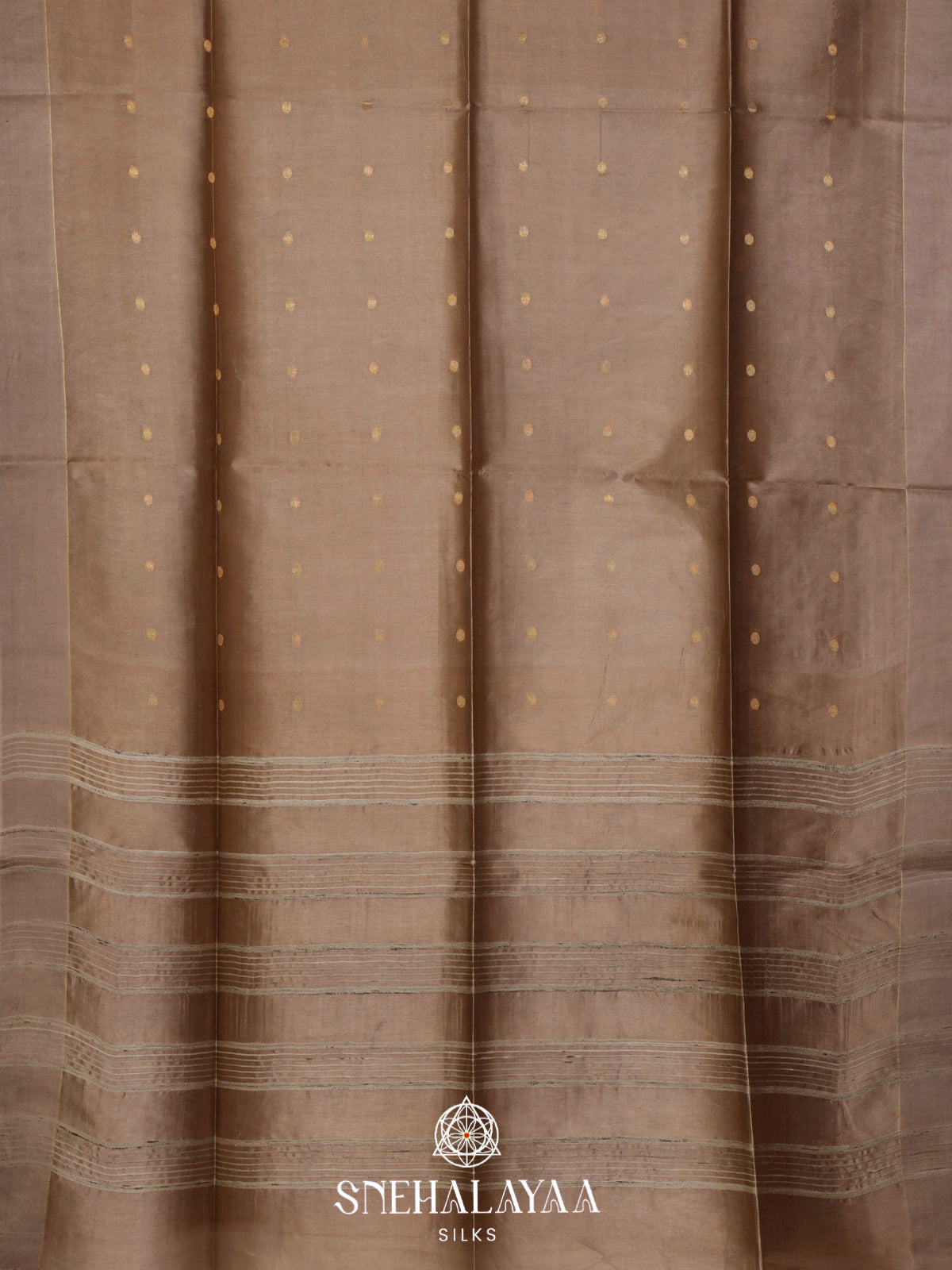 Taupe Tussar Silk Saree
