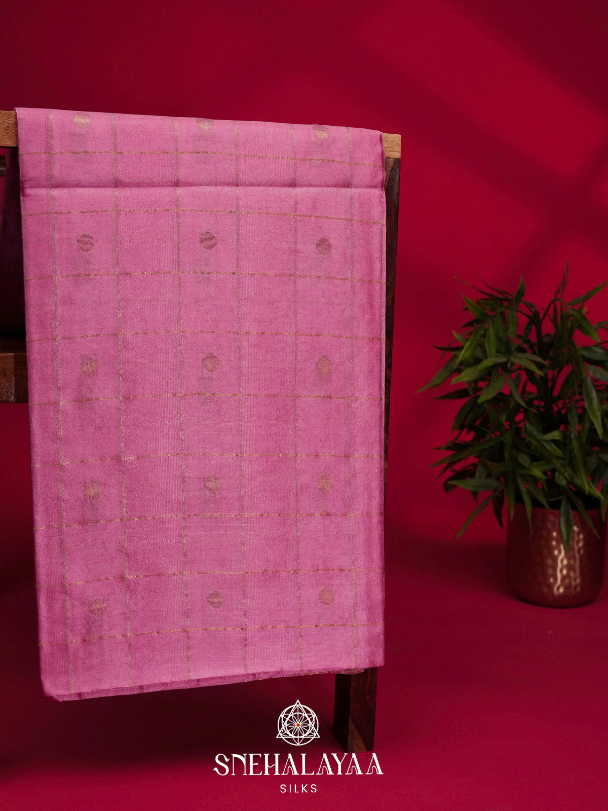 Pink Tussar Silk Saree