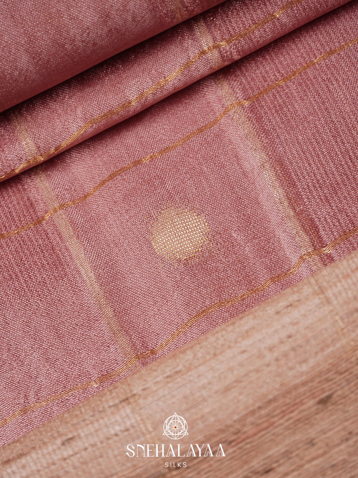 Peach Tussar Silk Saree