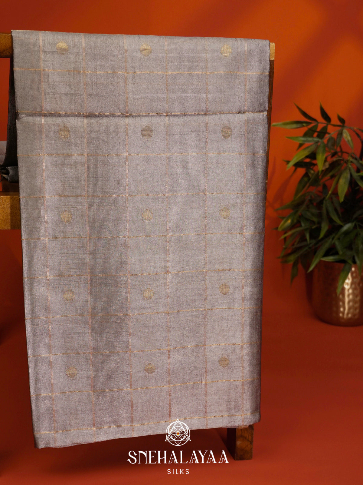 Grey Tussar Silk Saree