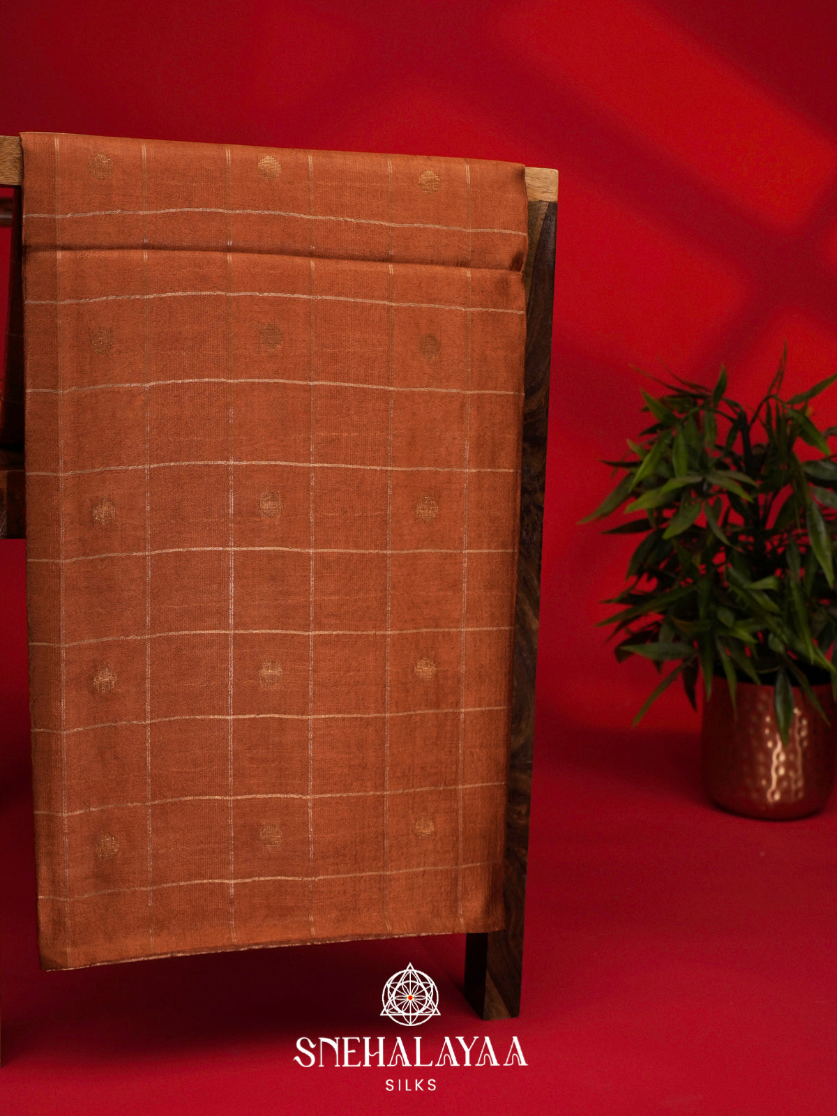 Orange Tussar Silk Saree