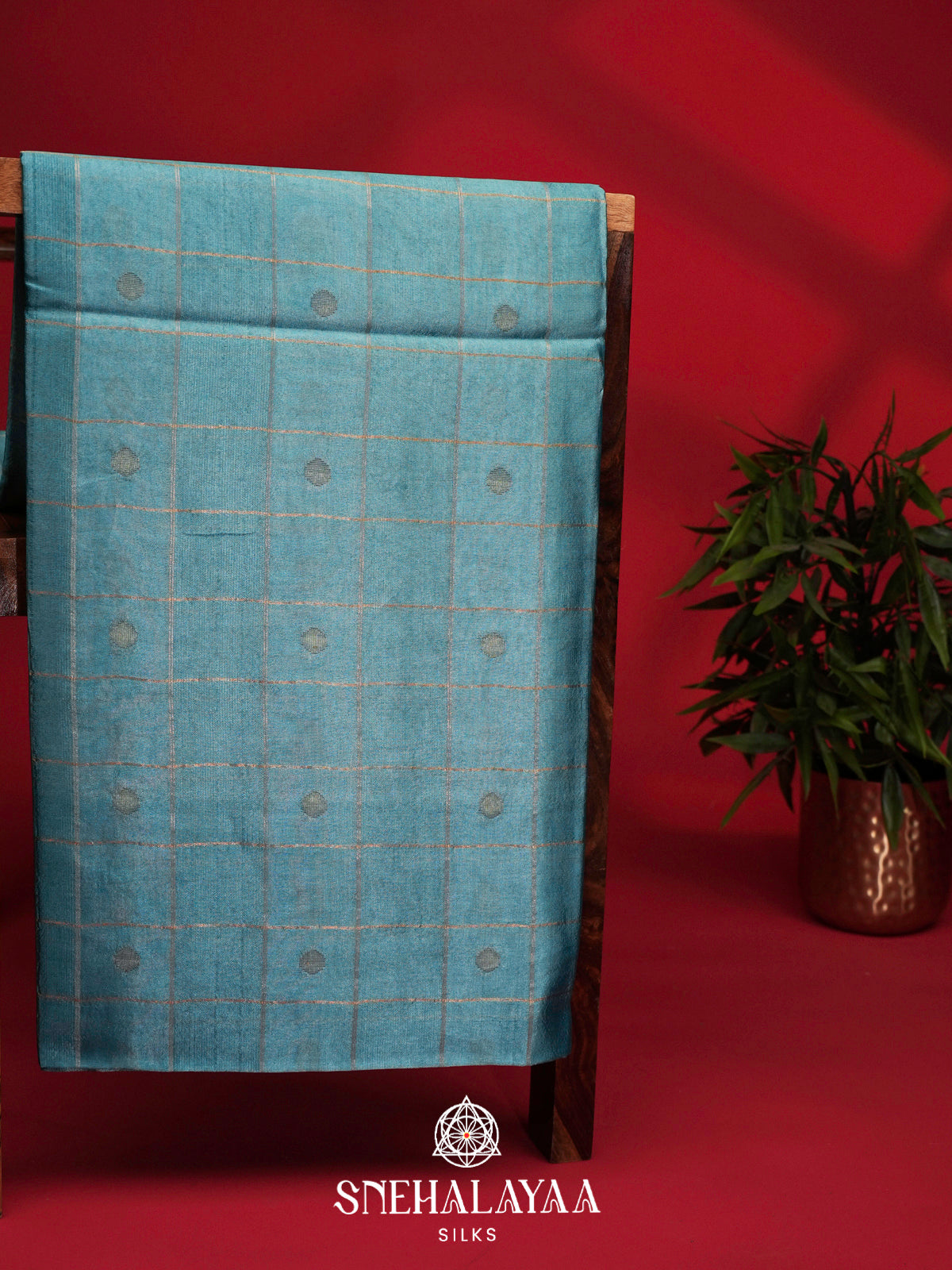 Sky Blue Tussar Silk Saree