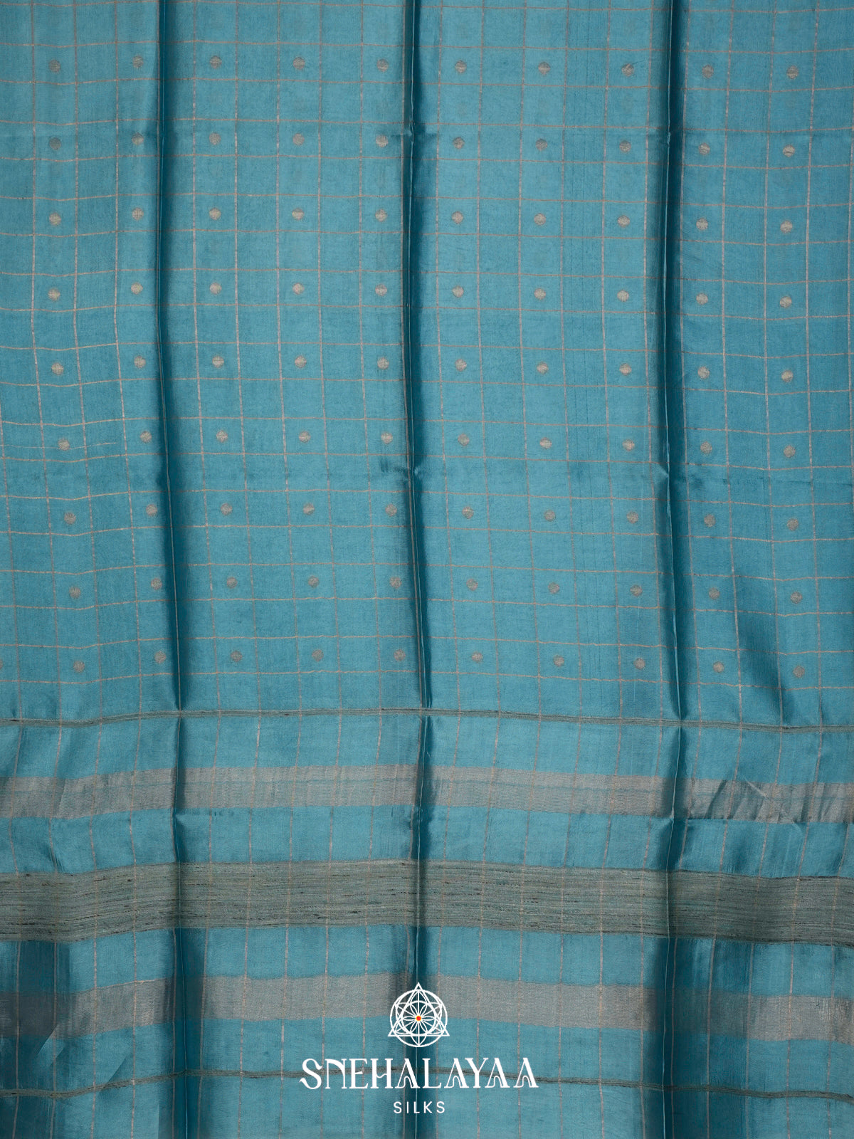 Sky Blue Tussar Silk Saree