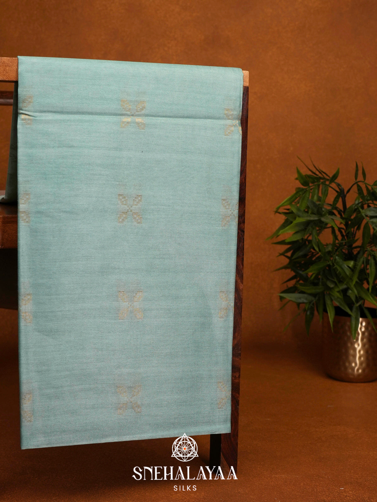 Sky Blue Tussar Silk Saree