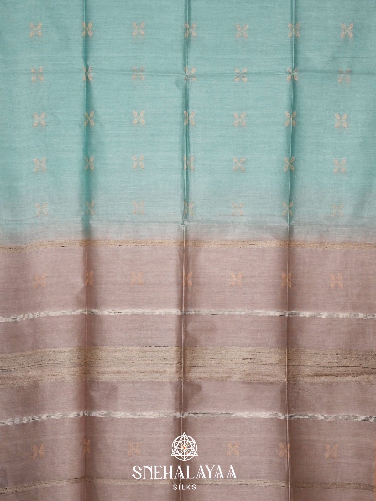 Sky Blue Tussar Silk Saree