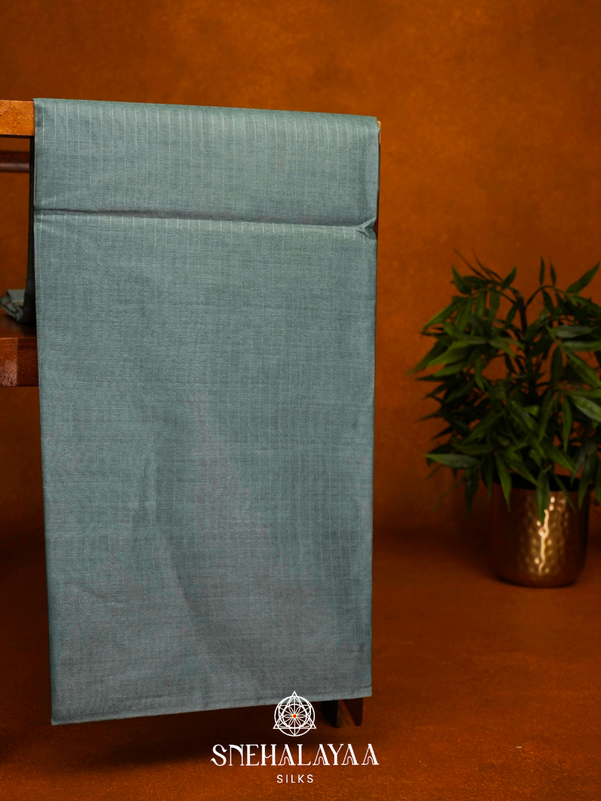 Aqua Grey Tussar Silk Saree