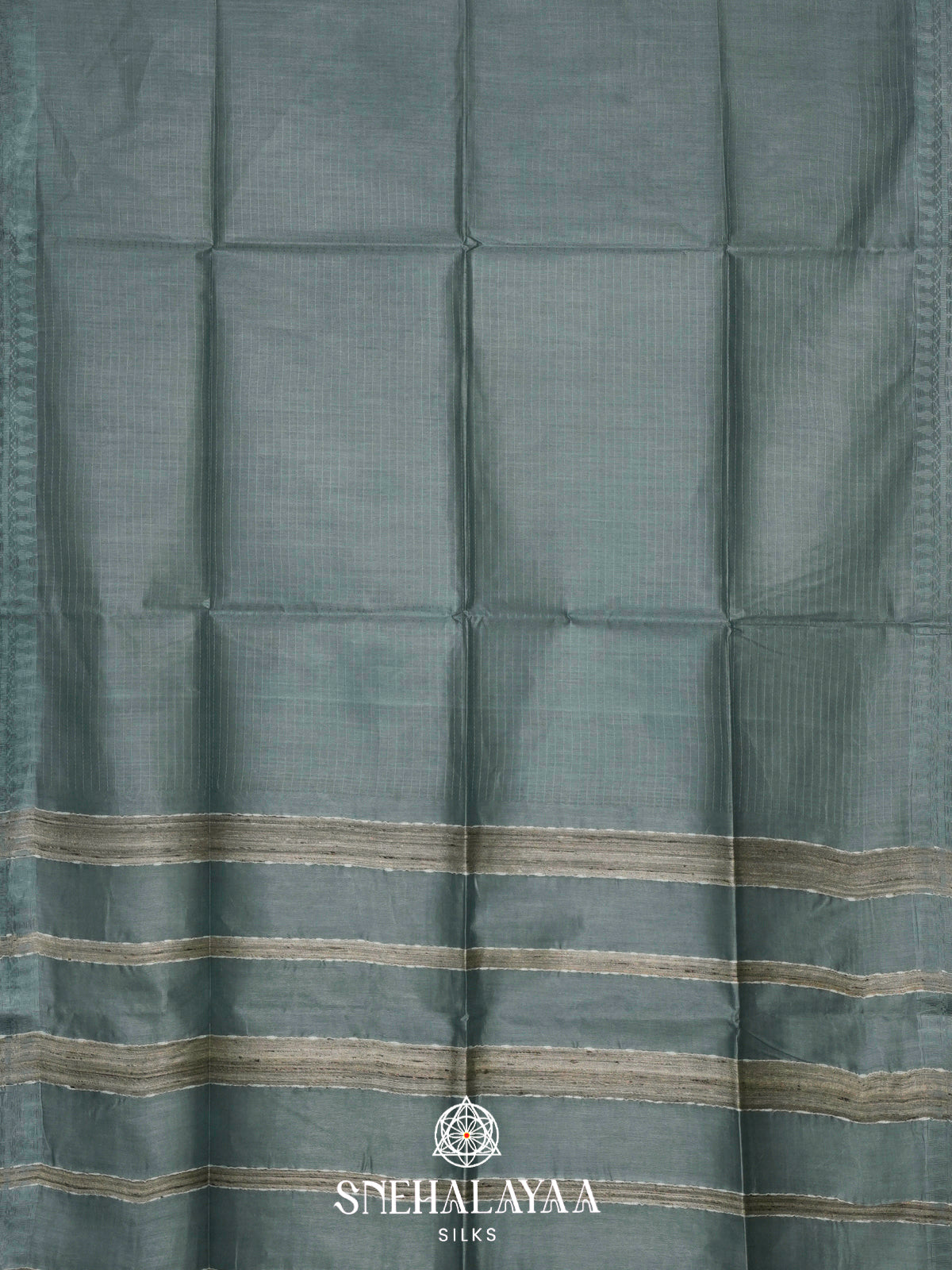 Aqua Grey Tussar Silk Saree