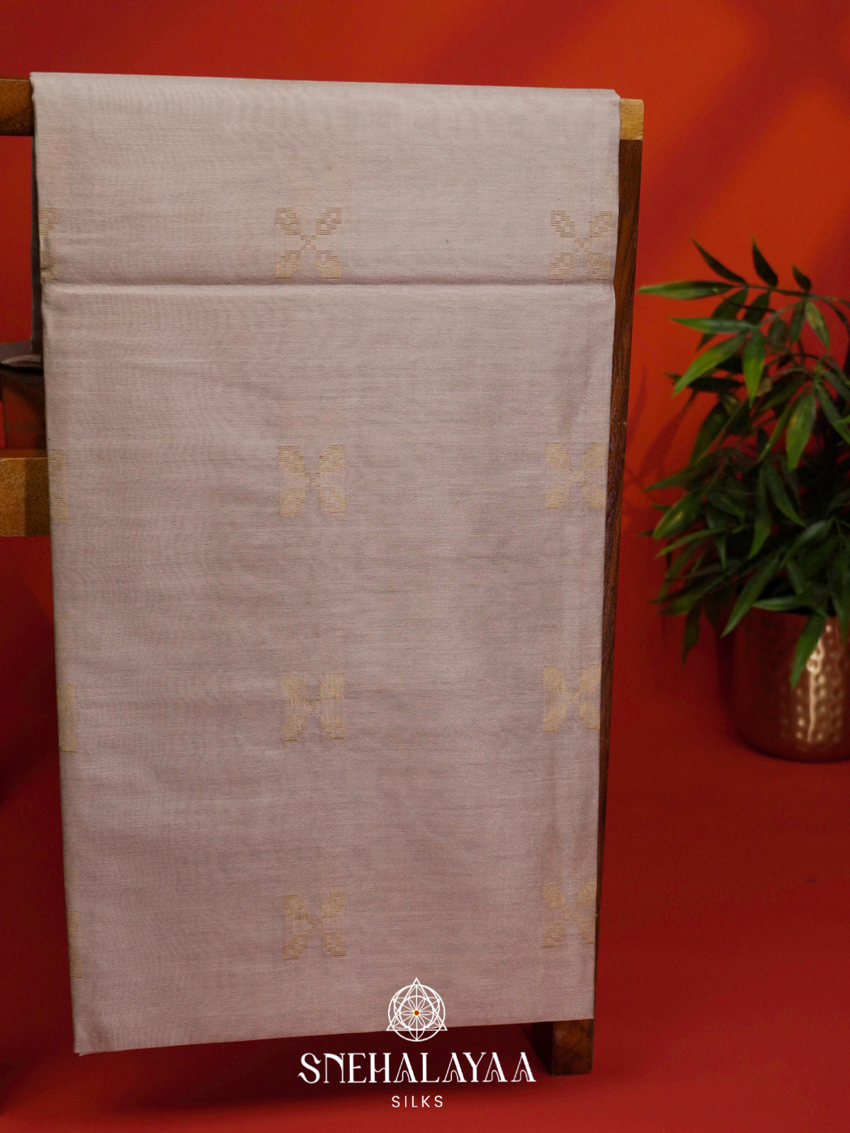 Beige Tussar Silk Saree