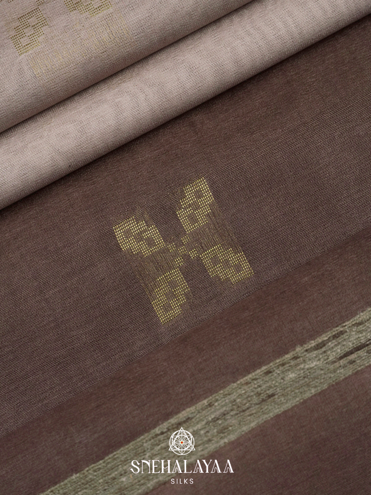 Beige Tussar Silk Saree