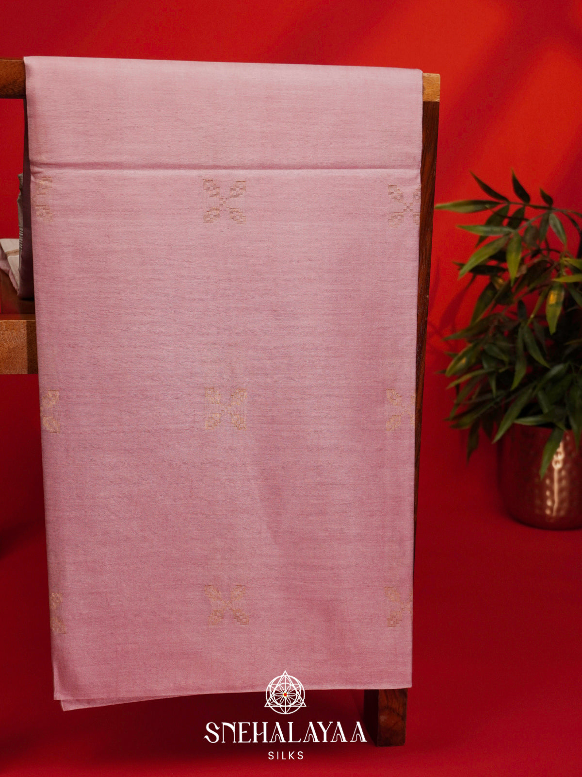 Pale Pink Tussar Silk Saree