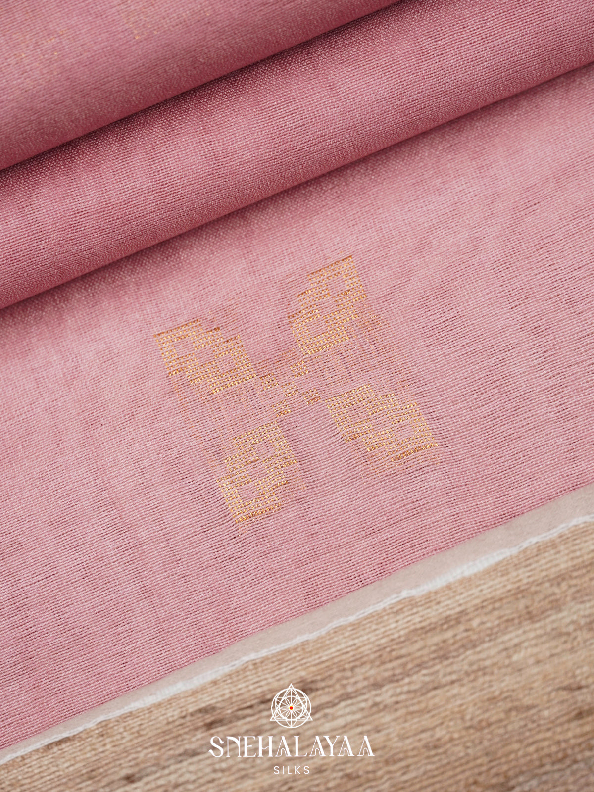 Pale Pink Tussar Silk Saree