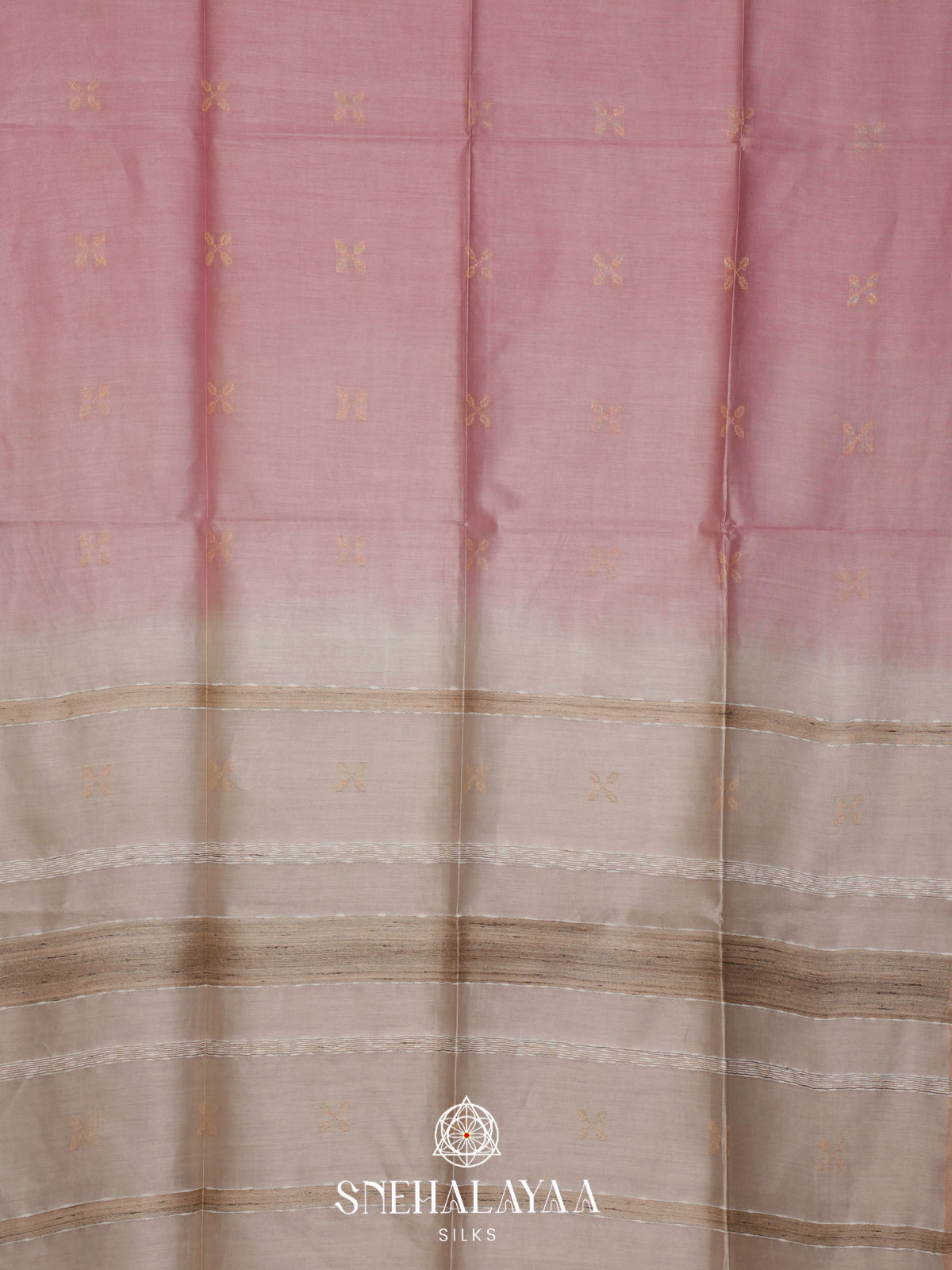 Pale Pink Tussar Silk Saree