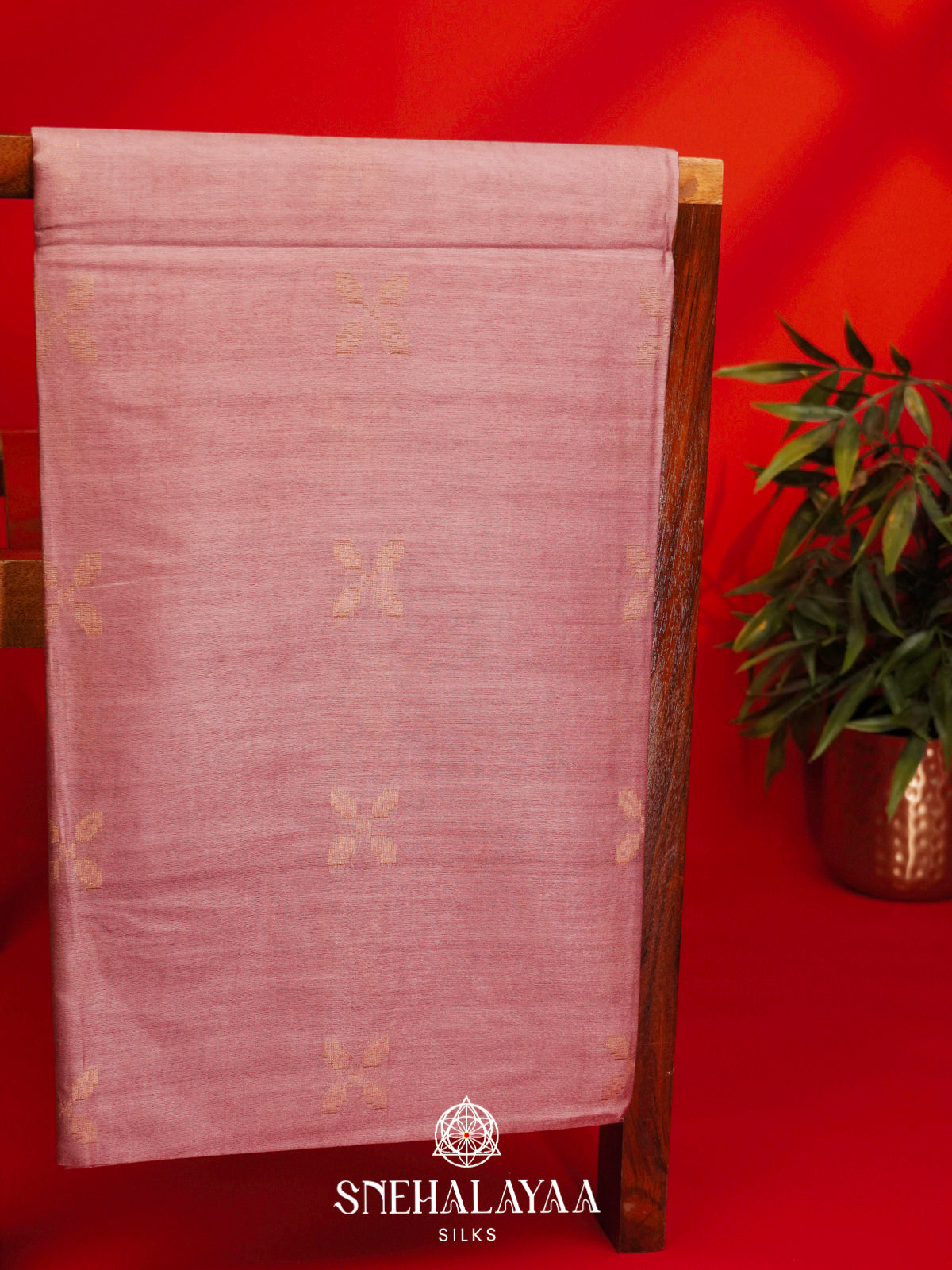 Peach Tussar Silk Saree