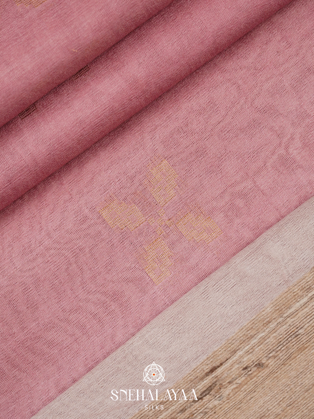 Peach Tussar Silk Saree