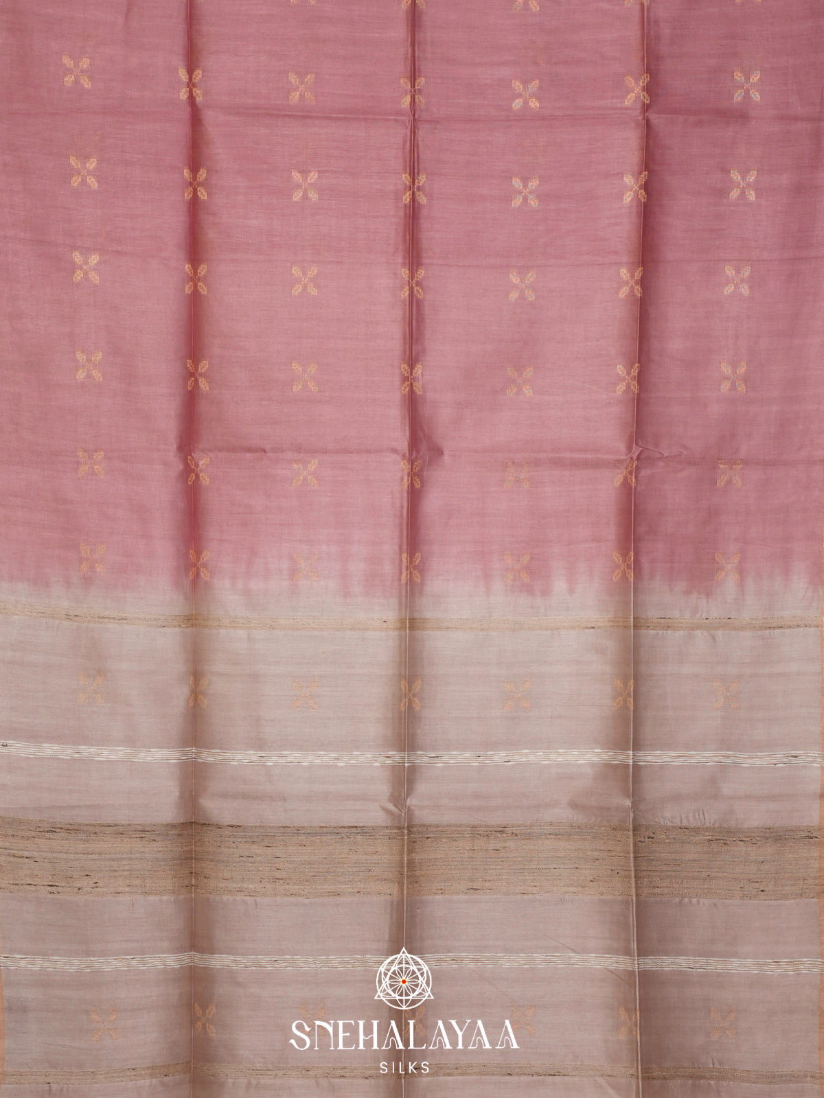 Peach Tussar Silk Saree