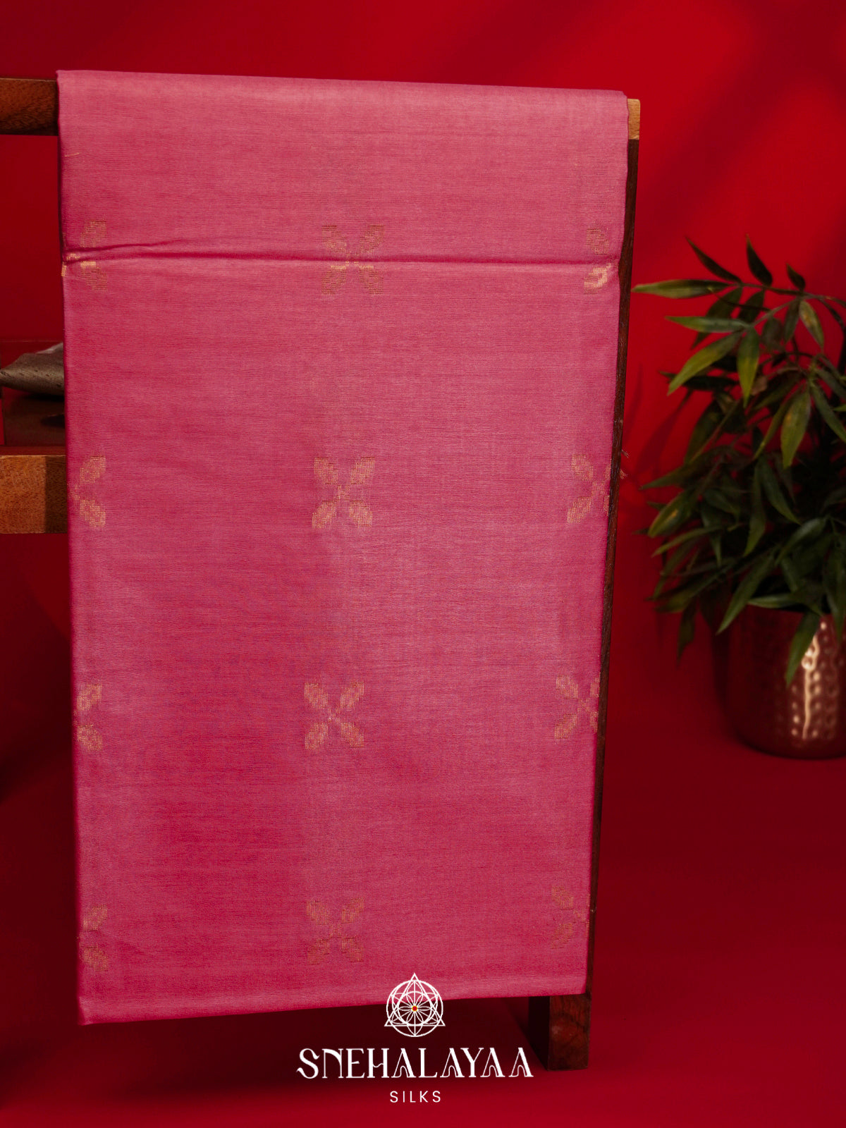 Pink Tussar Silk Saree