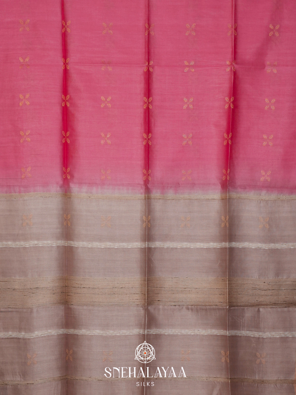 Pink Tussar Silk Saree