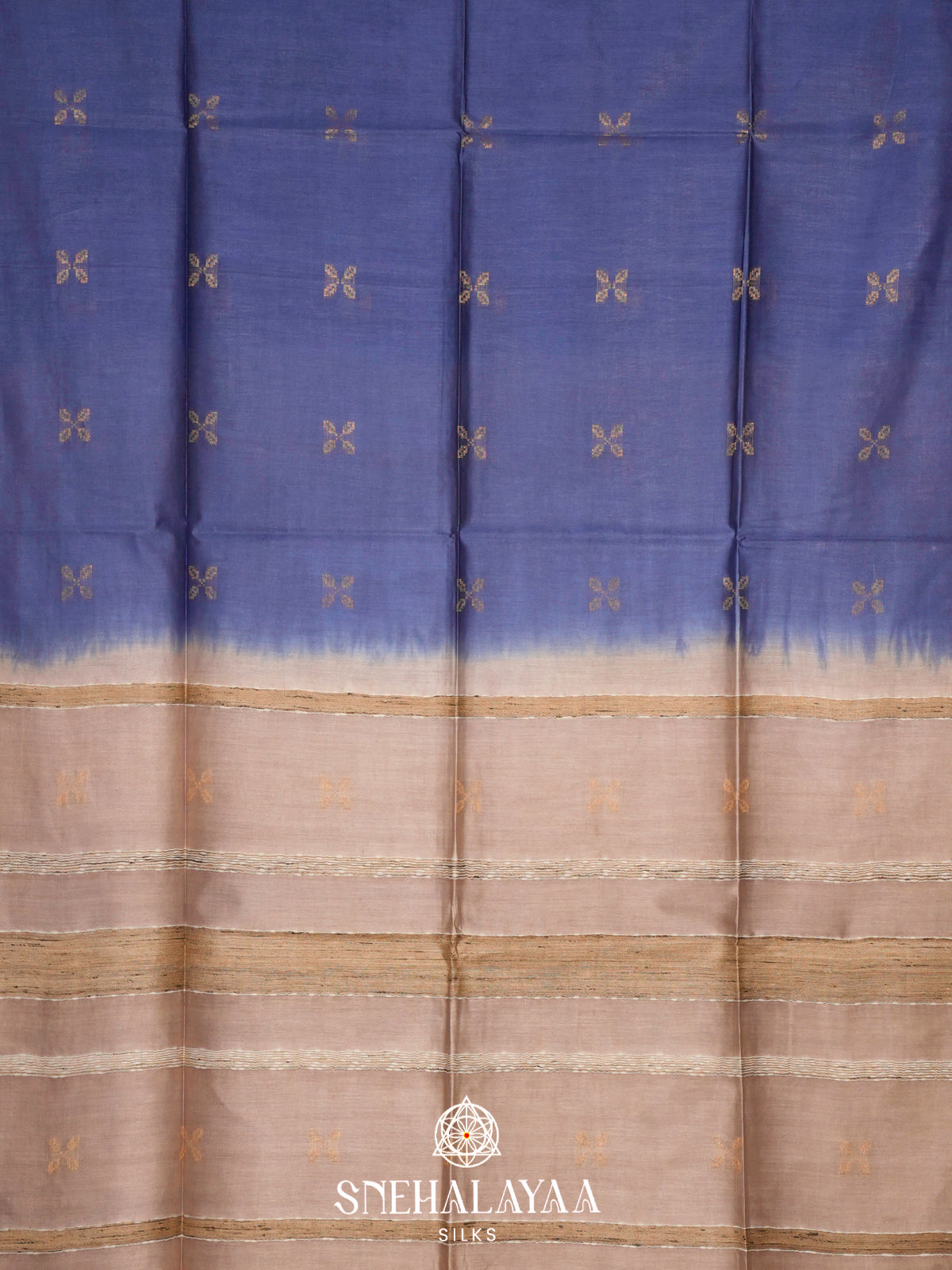Indigo Tussar Silk Saree