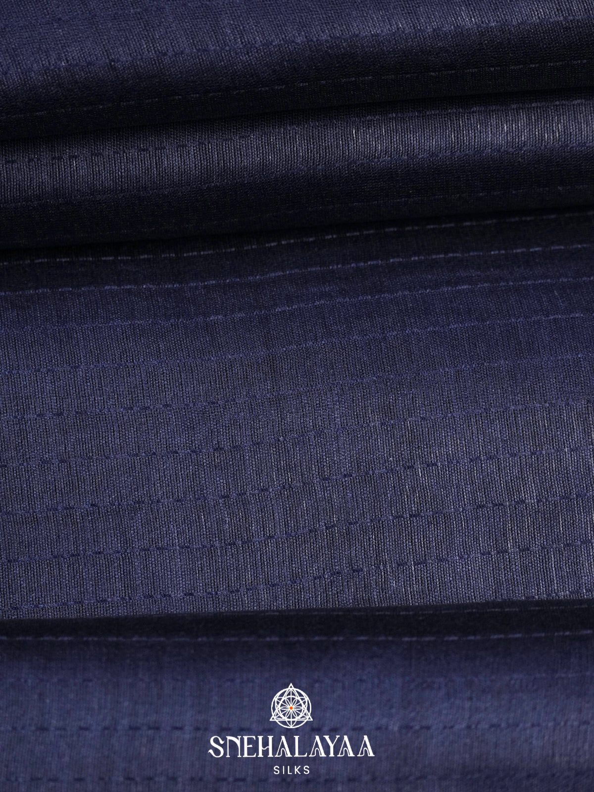 Navy Blue Tussar Silk Saree
