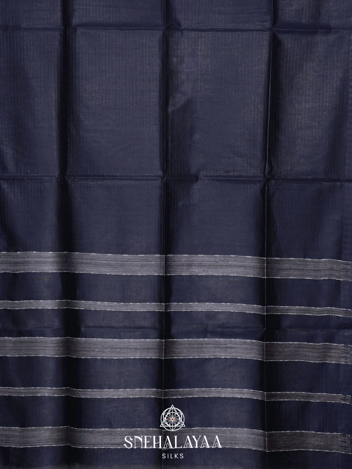 Navy Blue Tussar Silk Saree