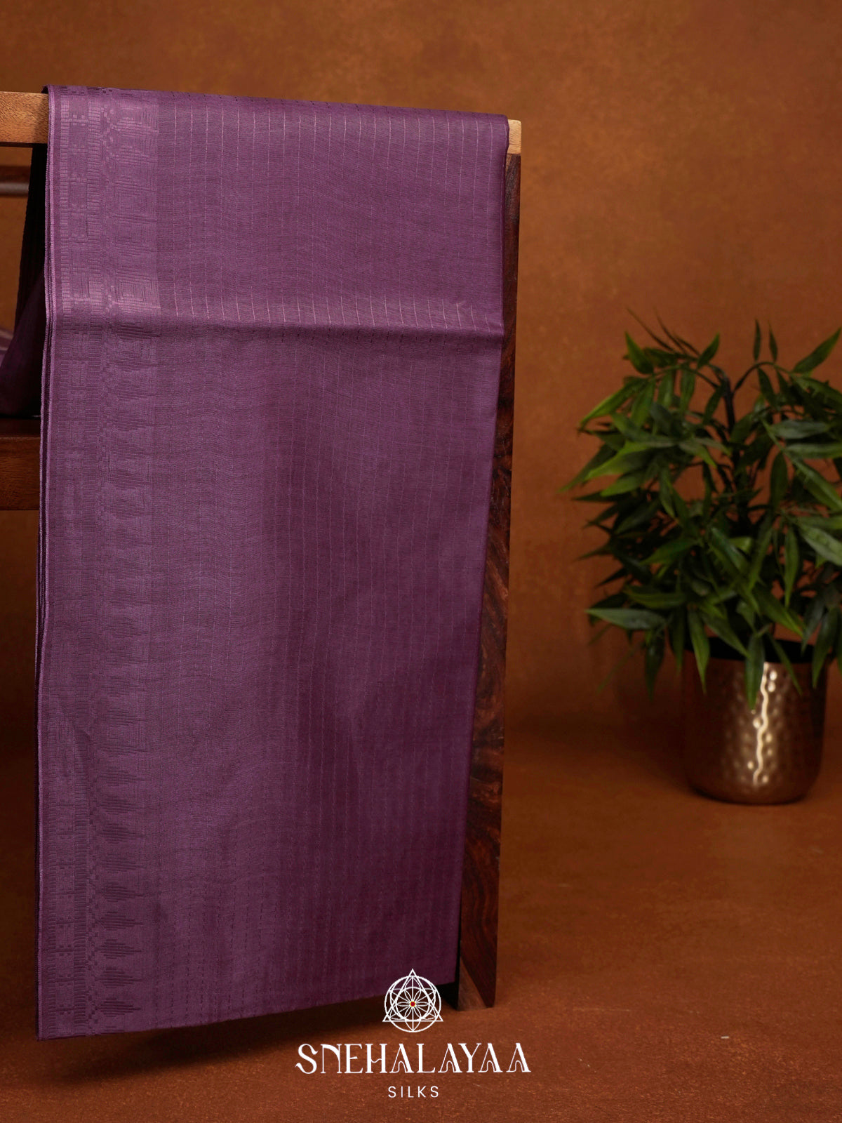 Plum Tussar Silk Saree