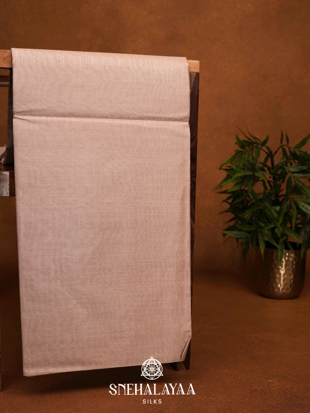 Beige Tussar Silk Saree