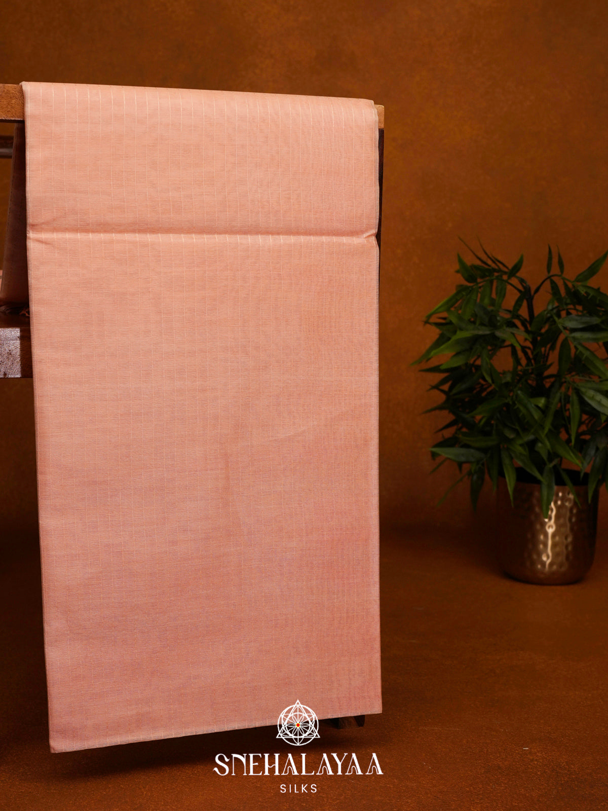 Peach Tussar Silk Saree