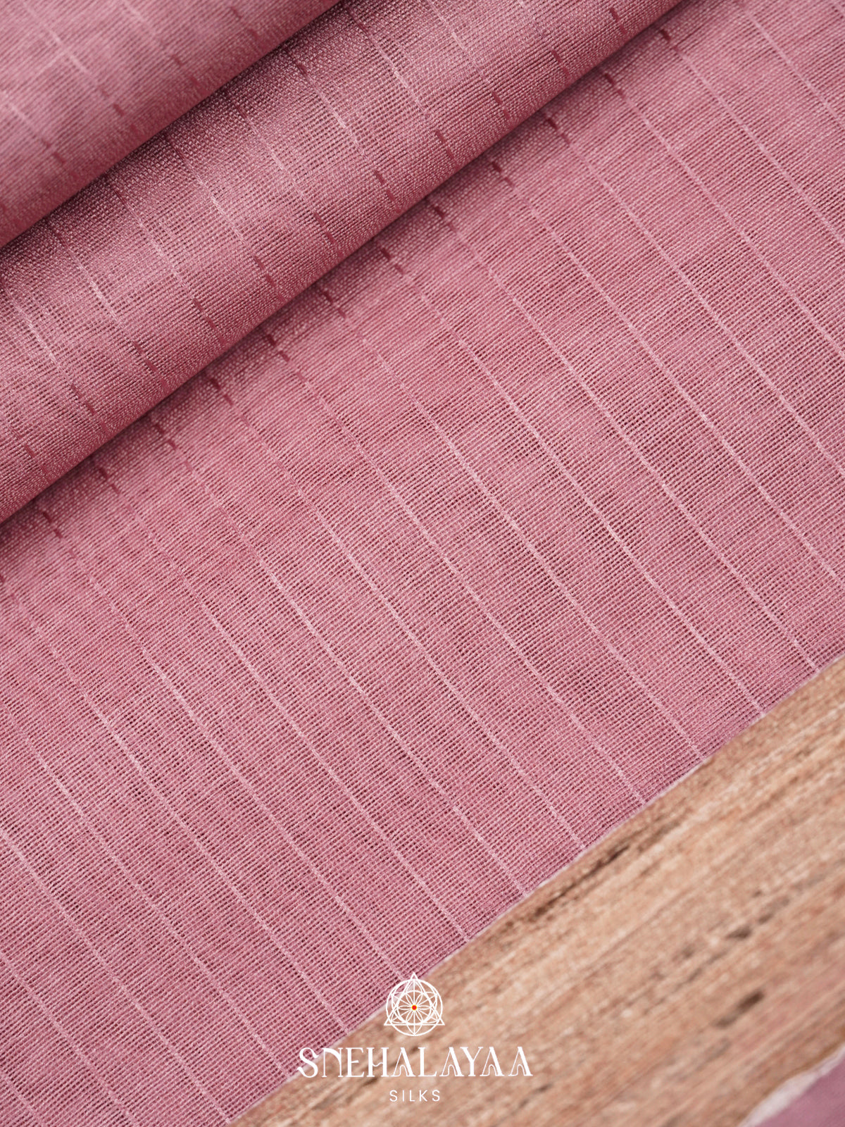 Rose Pink Tussar Silk Saree