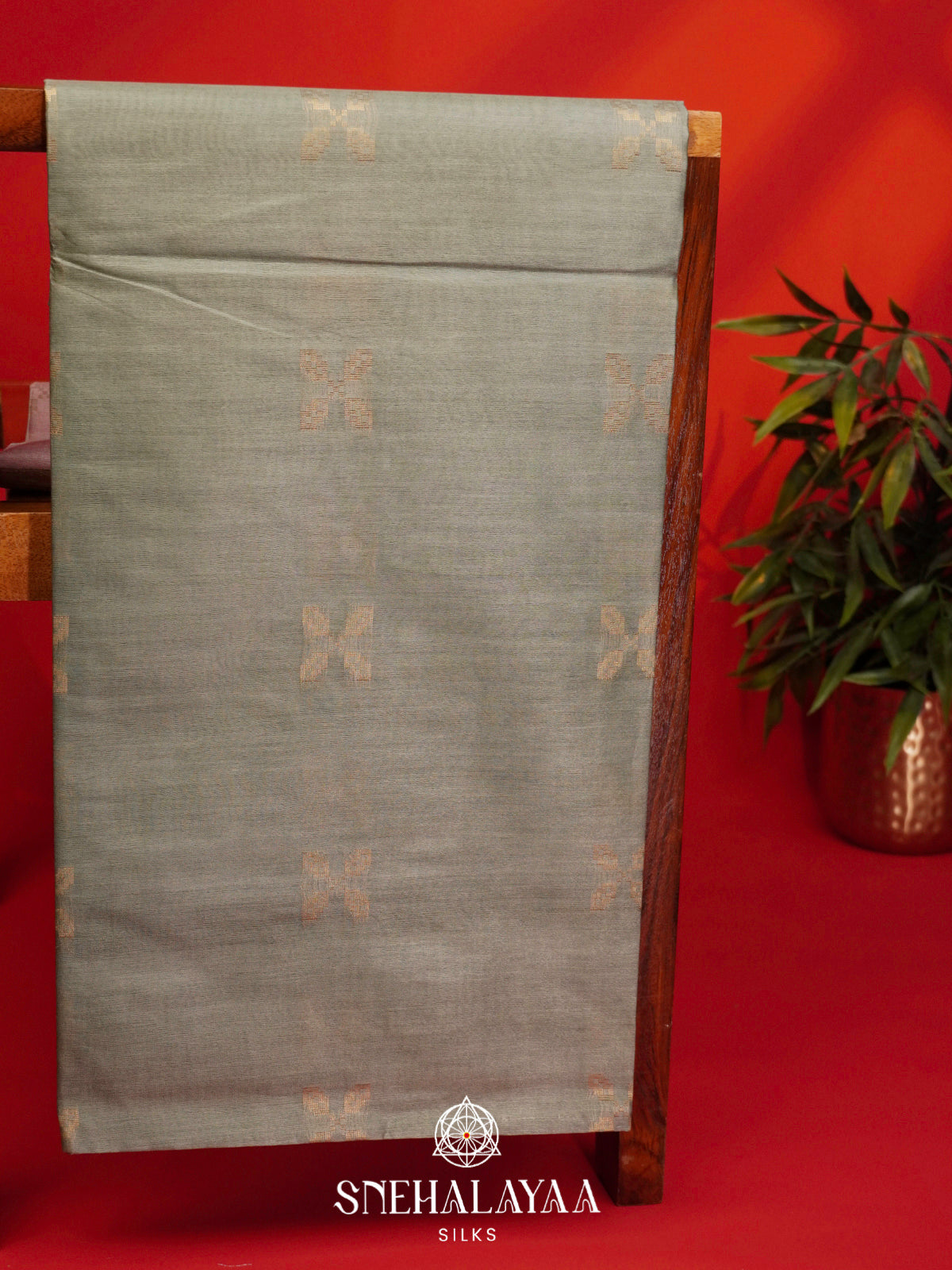Grey Tussar Silk Saree
