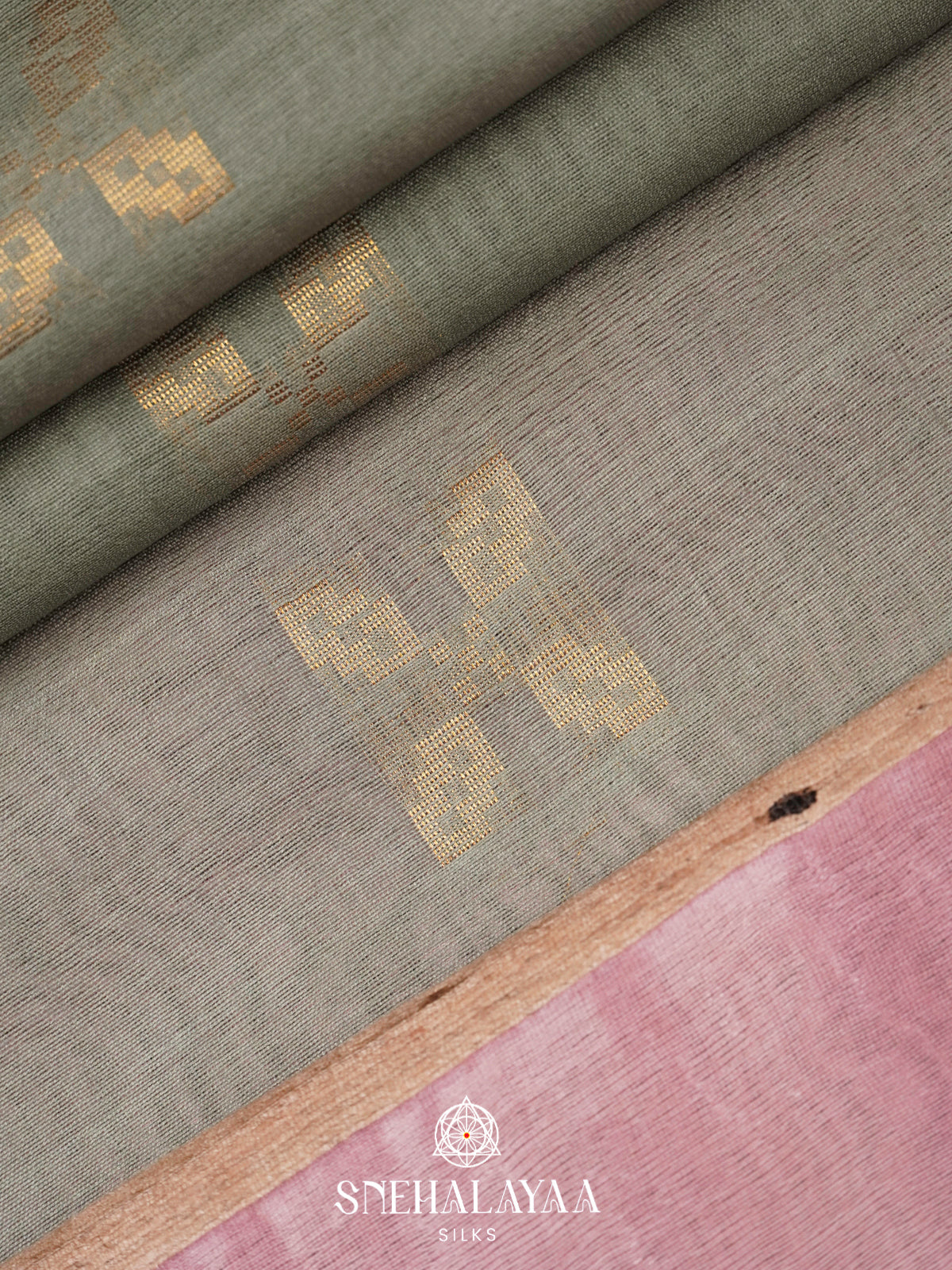 Grey Tussar Silk Saree