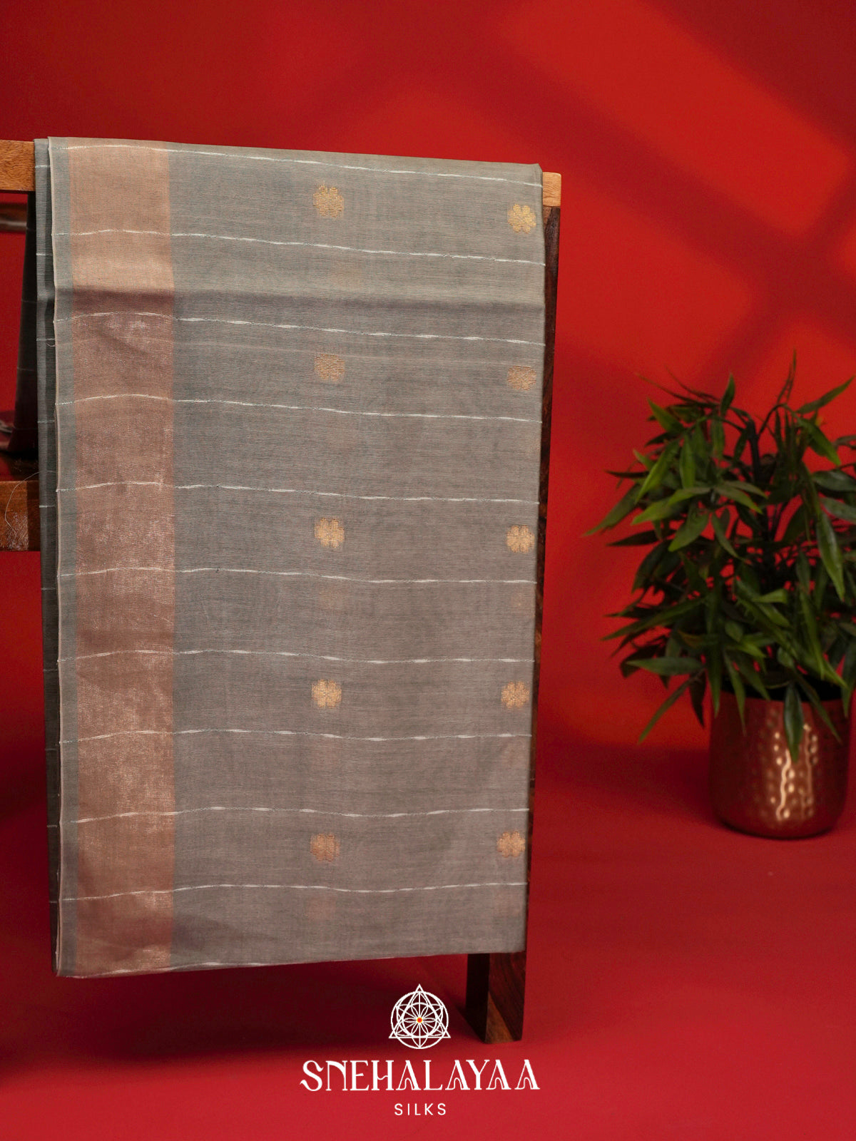 Grey Tussar Silk Saree