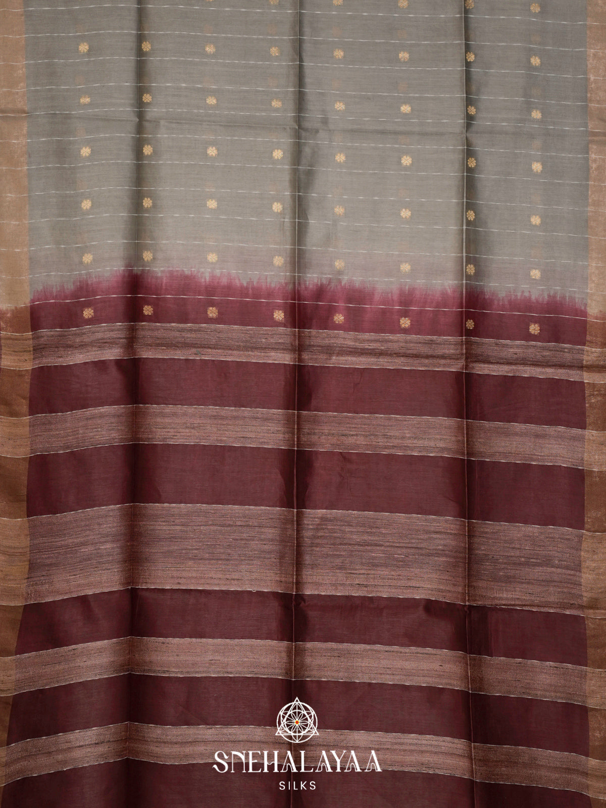Grey Tussar Silk Saree