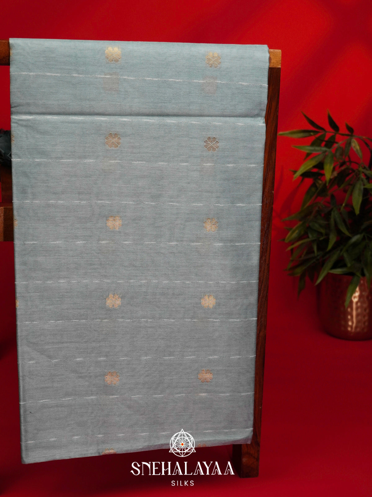 Ice Blue Tussar Silk Saree