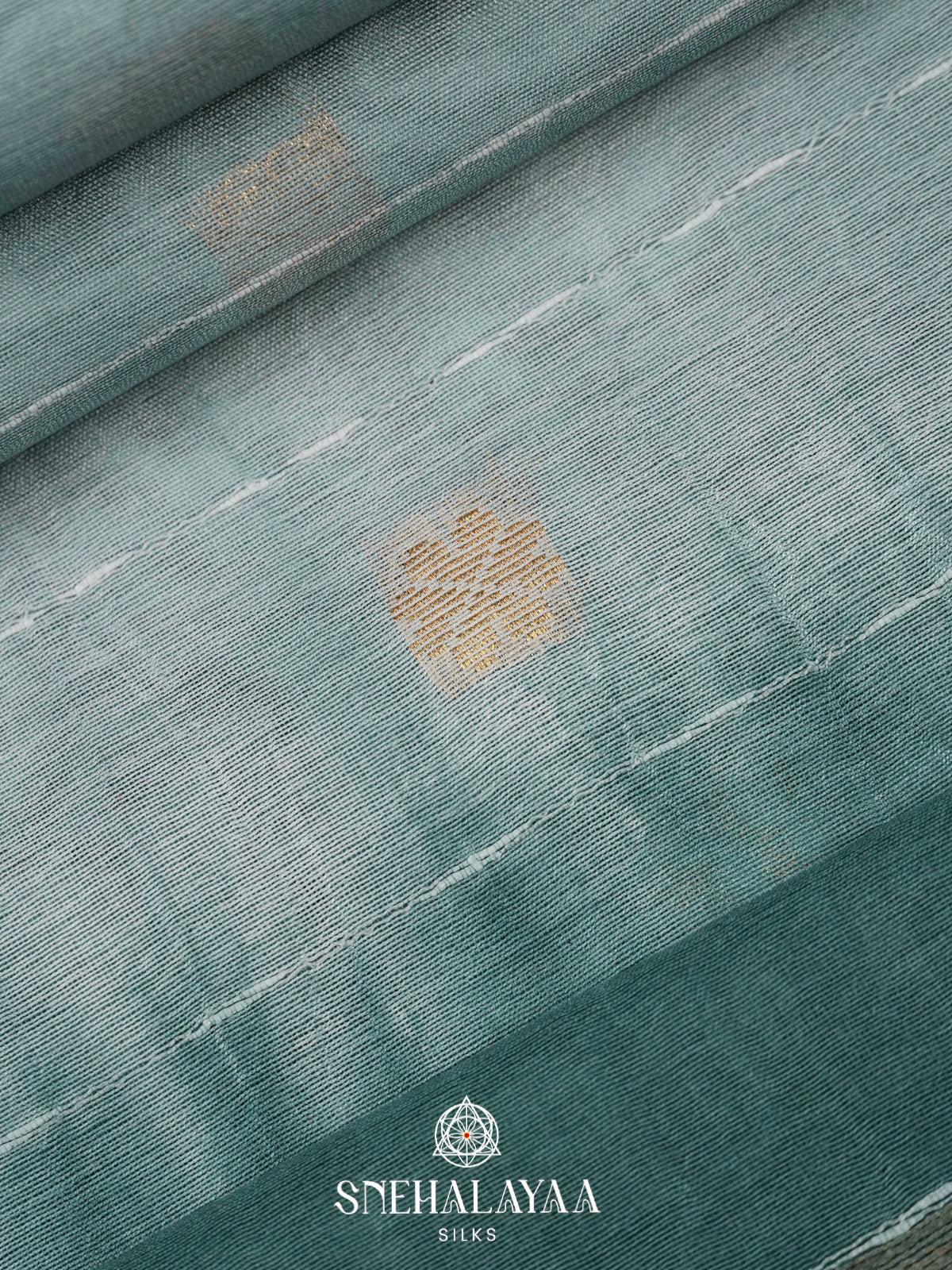 Ice Blue Tussar Silk Saree