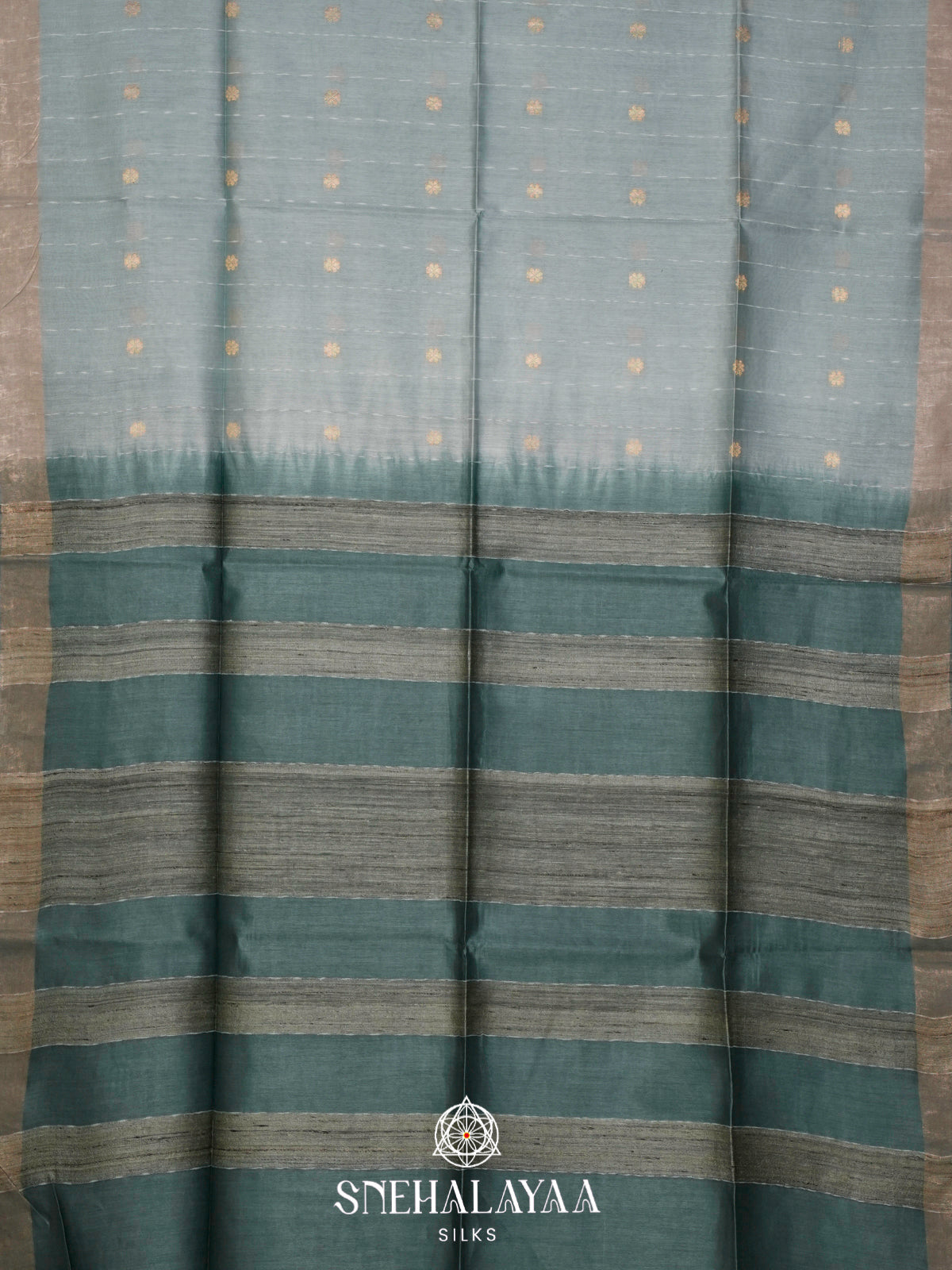 Ice Blue Tussar Silk Saree