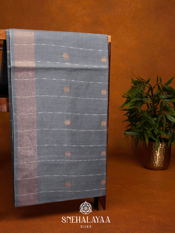 Blue Tussar Silk Saree