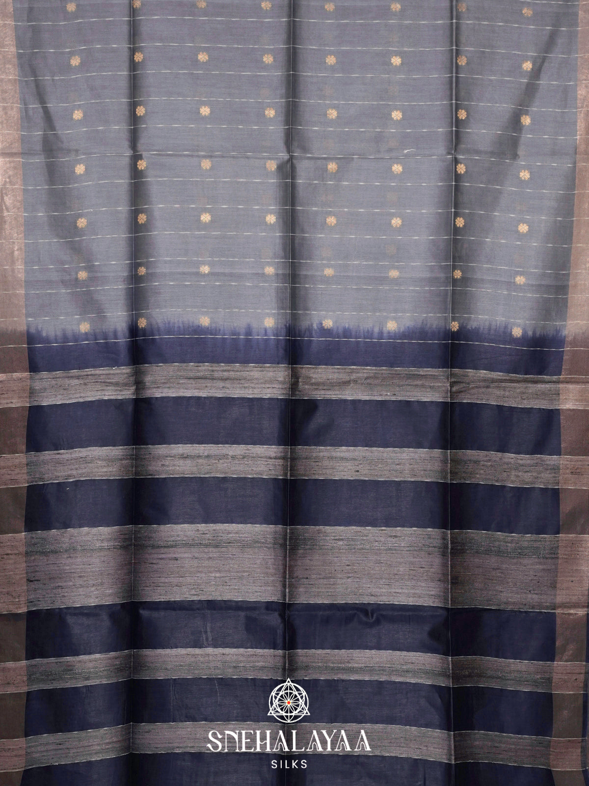 Blue Tussar Silk Saree