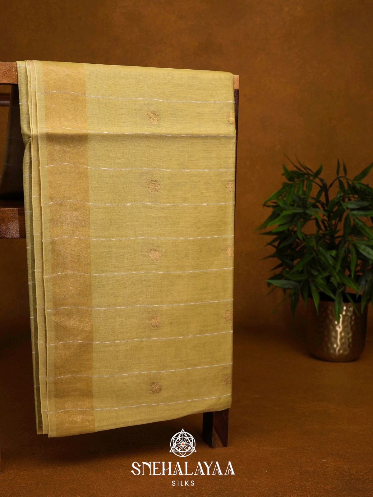 Yellow Tussar Silk Saree