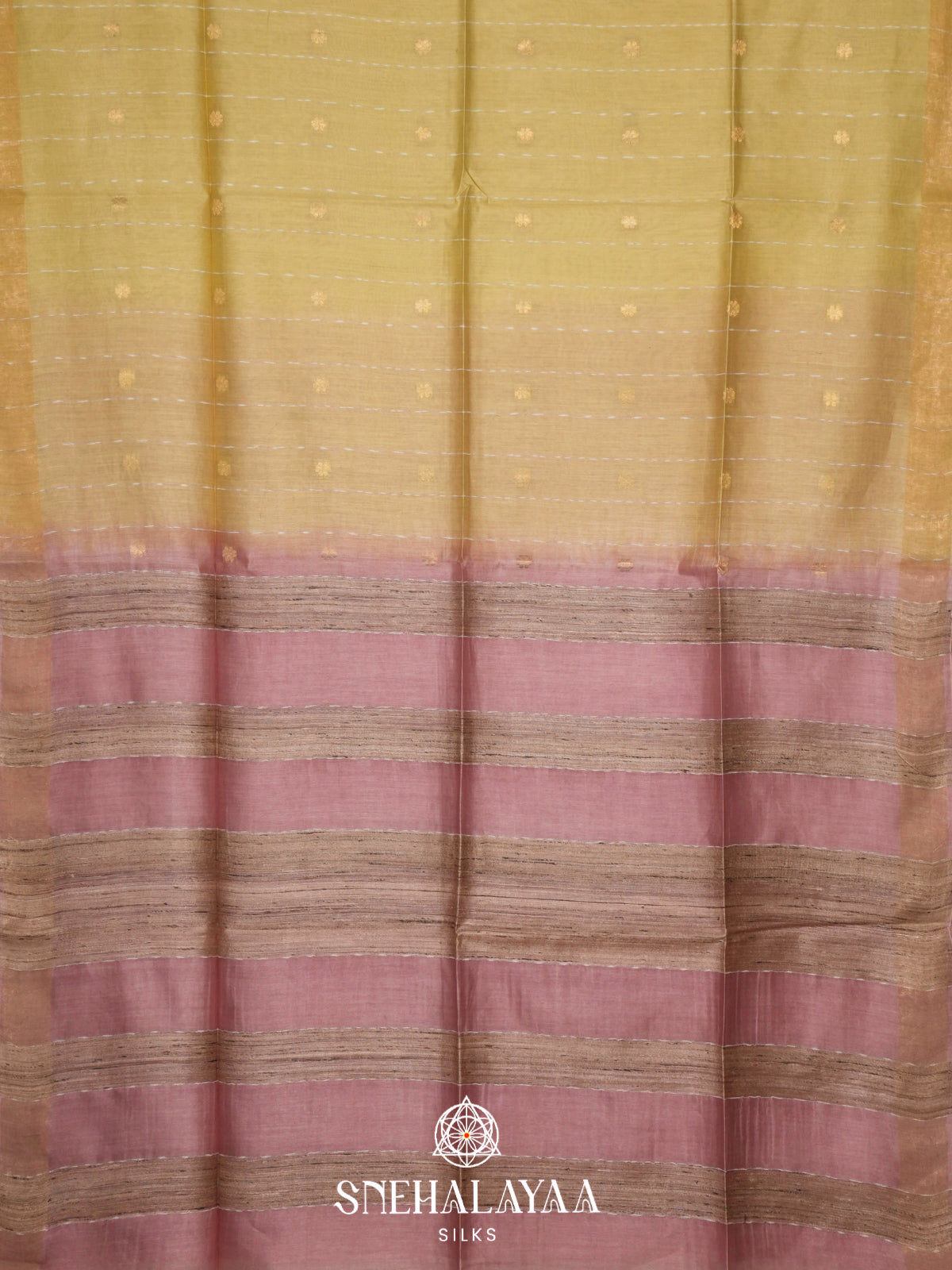Yellow Tussar Silk Saree