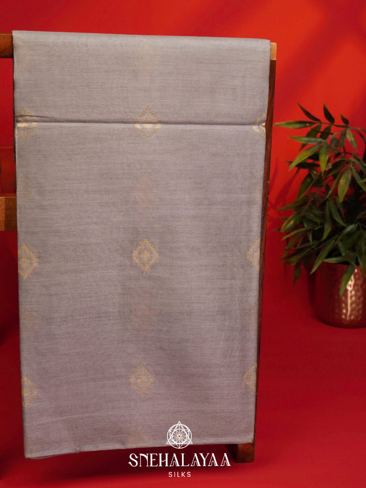 Grey Tussar Silk Saree