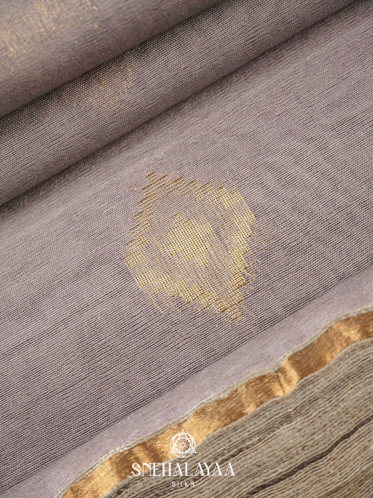 Grey Tussar Silk Saree